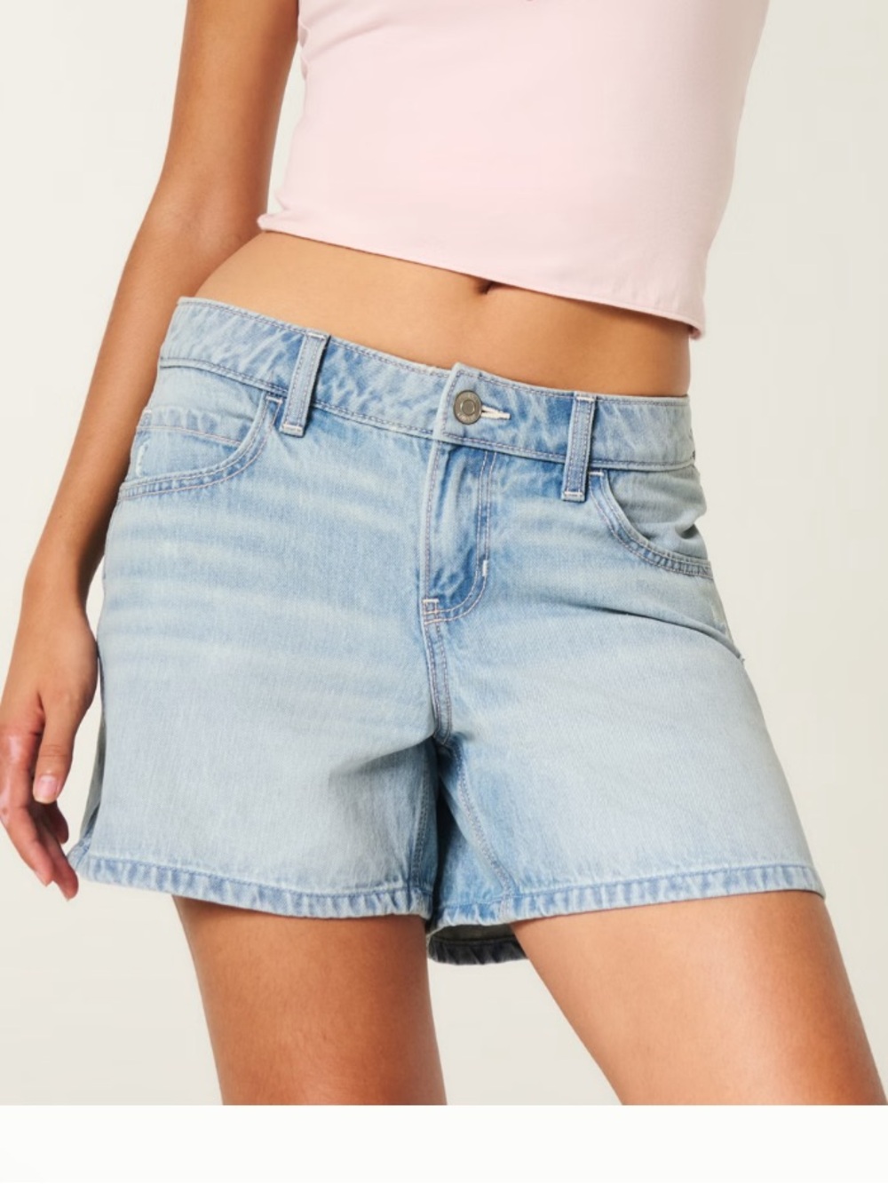 Hollister Low-Rise Baggy Jean Shorts Light Blue